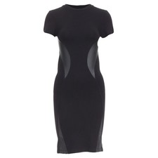 Mcq Alexander Mcqueen Leather Panel Fitted Bodycon Dress Women Black S