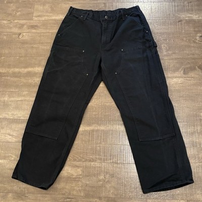 Vintage Studded Carhartt Men's Black Double Knee 36x30 Pants Very Clean I2