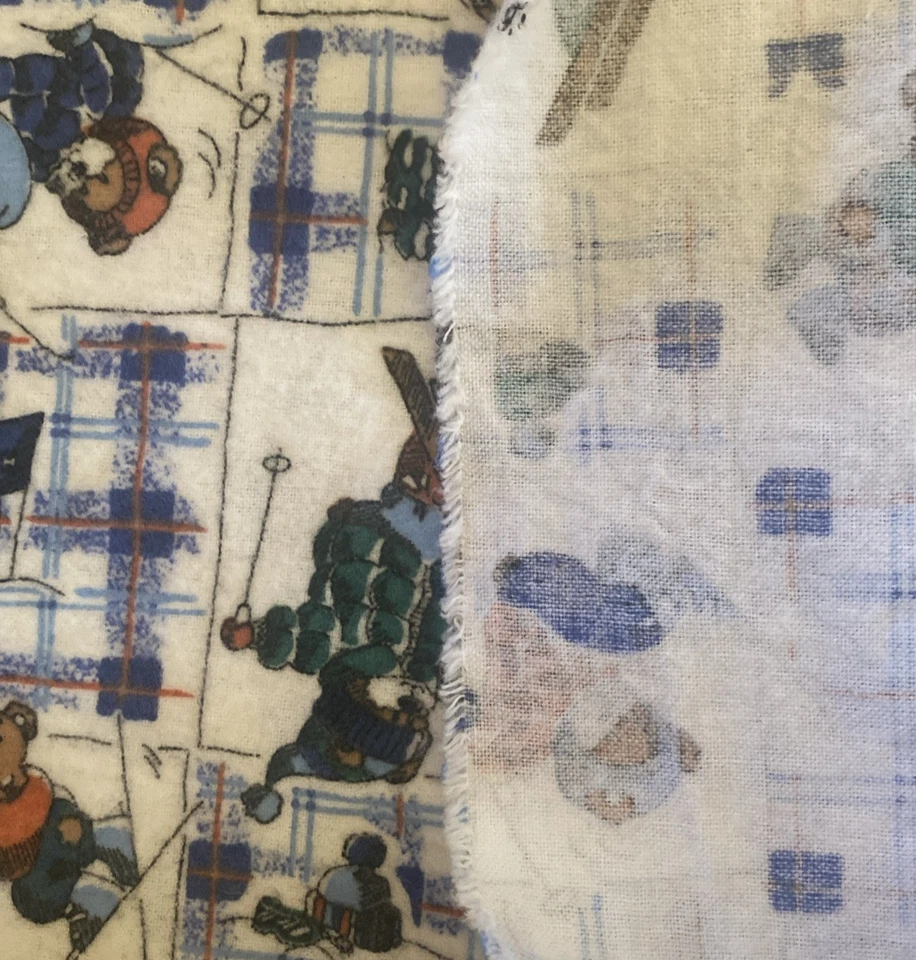 Tela de franela suave esquí osos de peluche tema esquí retazos a cuadros por W13 Foto 3 de 4