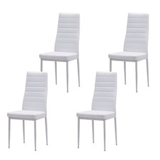 Dining Chairs Set of 4 Faux Leather Legs High Back Padded Seat Side Chair