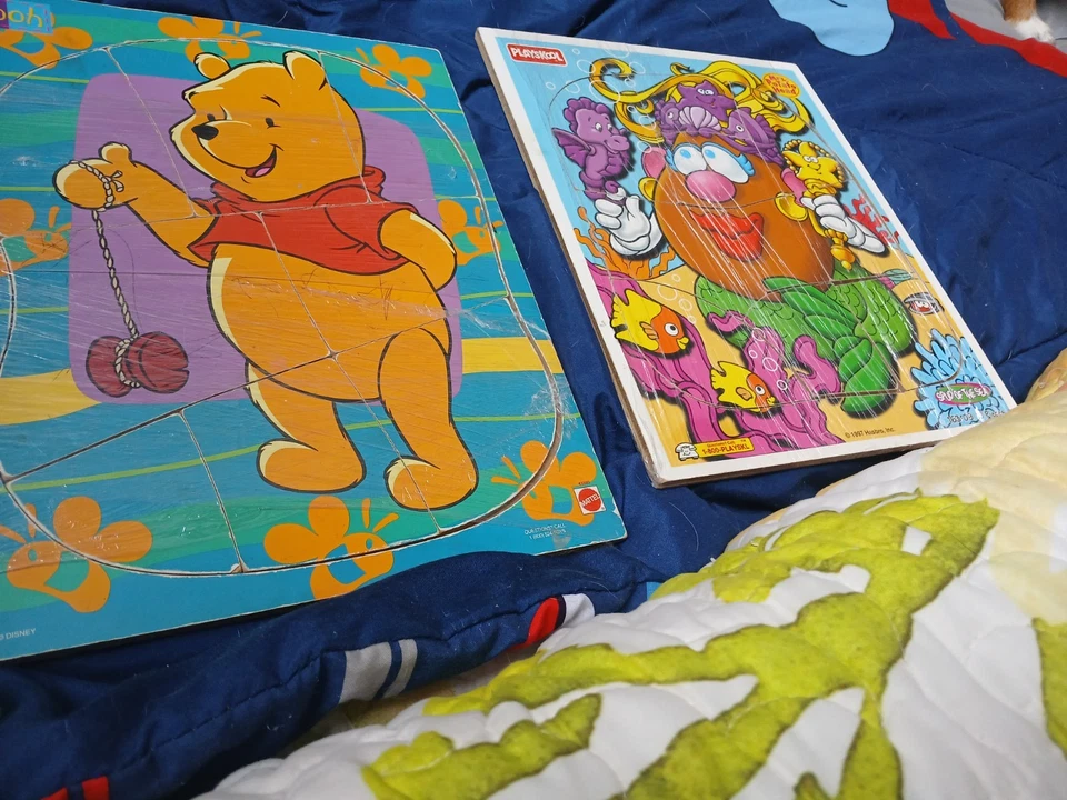 Hasbro&Mattel Wooden Puzzles Vintage Mrs. Potato Head, And Pooh Bear - Image 3 of 3