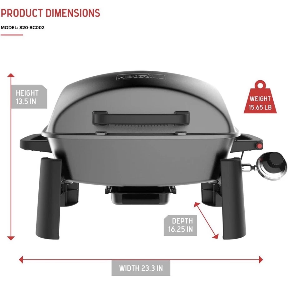 Nexgrill 1 Quemador Portátil Propano Mesa Parrilla Exterior Camping Barbacoa Negro  Foto 3 de 4