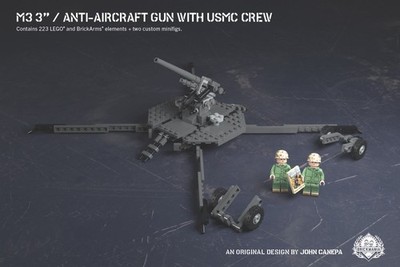 Brickmania M3 3''   Anti-Aircraft with USMC Crew *NEW/Sealed*