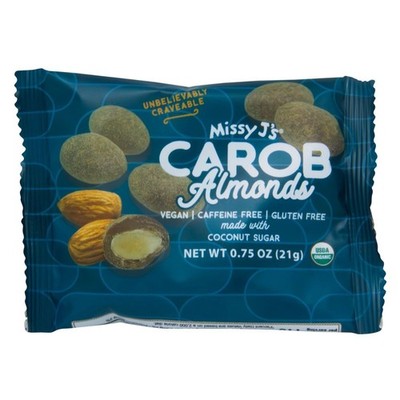 Missy J's Organic Carob Covered Almonds .9 oz. Perfect for Snacks, Healthy Vegan