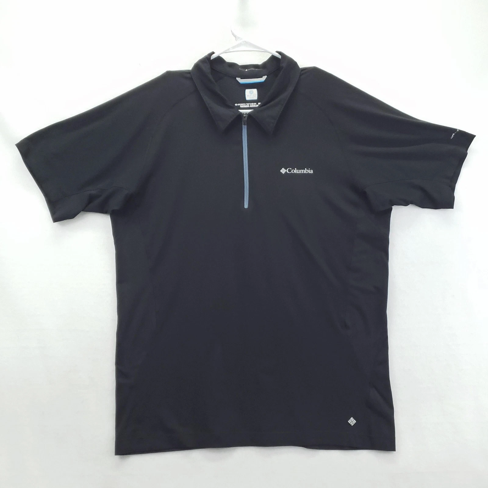 Columbia Polo Shirt Mens Large Black Omni-Freeze Zero Wicking Golf Performance