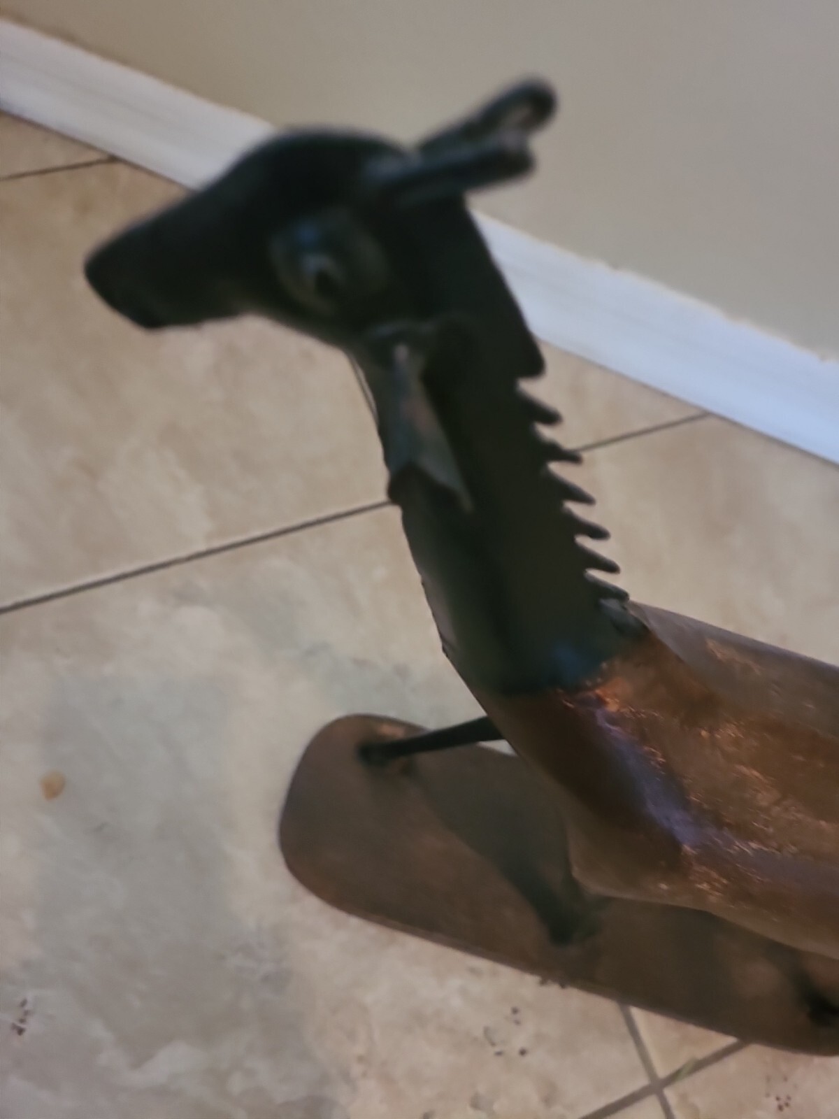 Vintage Large Wooden And Metal Carved Liama 16×12