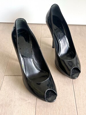 Christian Dior Black Open-toe Heels Vintage Designer Shoes