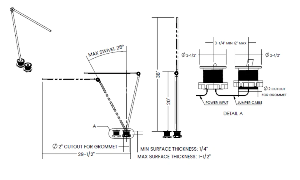 Desk Lamp "THIN" for Juniper Design by Peter Bristol (with desk insert) - Image 4 of 4