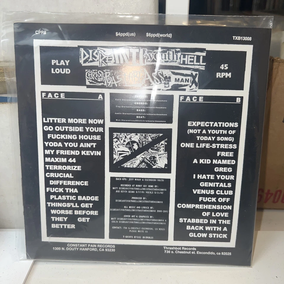 Disreantiyouthhellchristbastardassmanx Power Violence Rip 7” Record Infest Spazz Foto 2 de 4