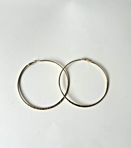 Hoops Earrings 8cm XL Oversize Gold Plated Stainless Steel New Gift - Picture 4 of 4