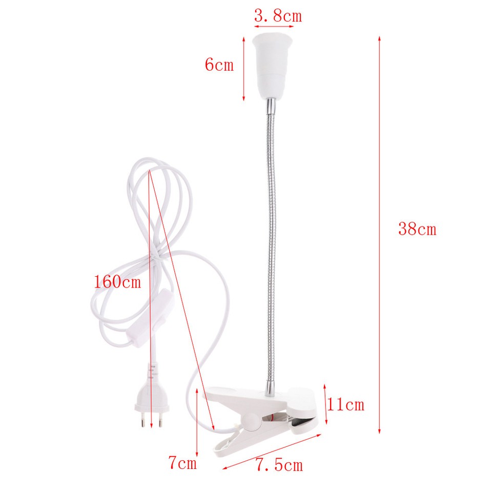 Lampenfassung E27 Mit Schwanenhals & Klemme – 40 Cm Flexibel, Keramik, Bis 200W