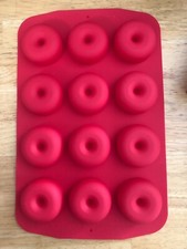 GALERIE CANDY silicone donut mold RED makes 12 shapes 2" NEW