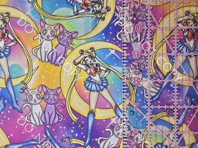 Custom 100% Cotton Woven Fabric Anime Sailor Moon Pastel by the 1/4 Yard 9x56
