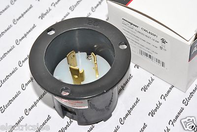 1pcs - COOPER CWL620FI NEMA L6-20 20A 250V Hart-Lock Locking Flanged Inlet 2P 3W