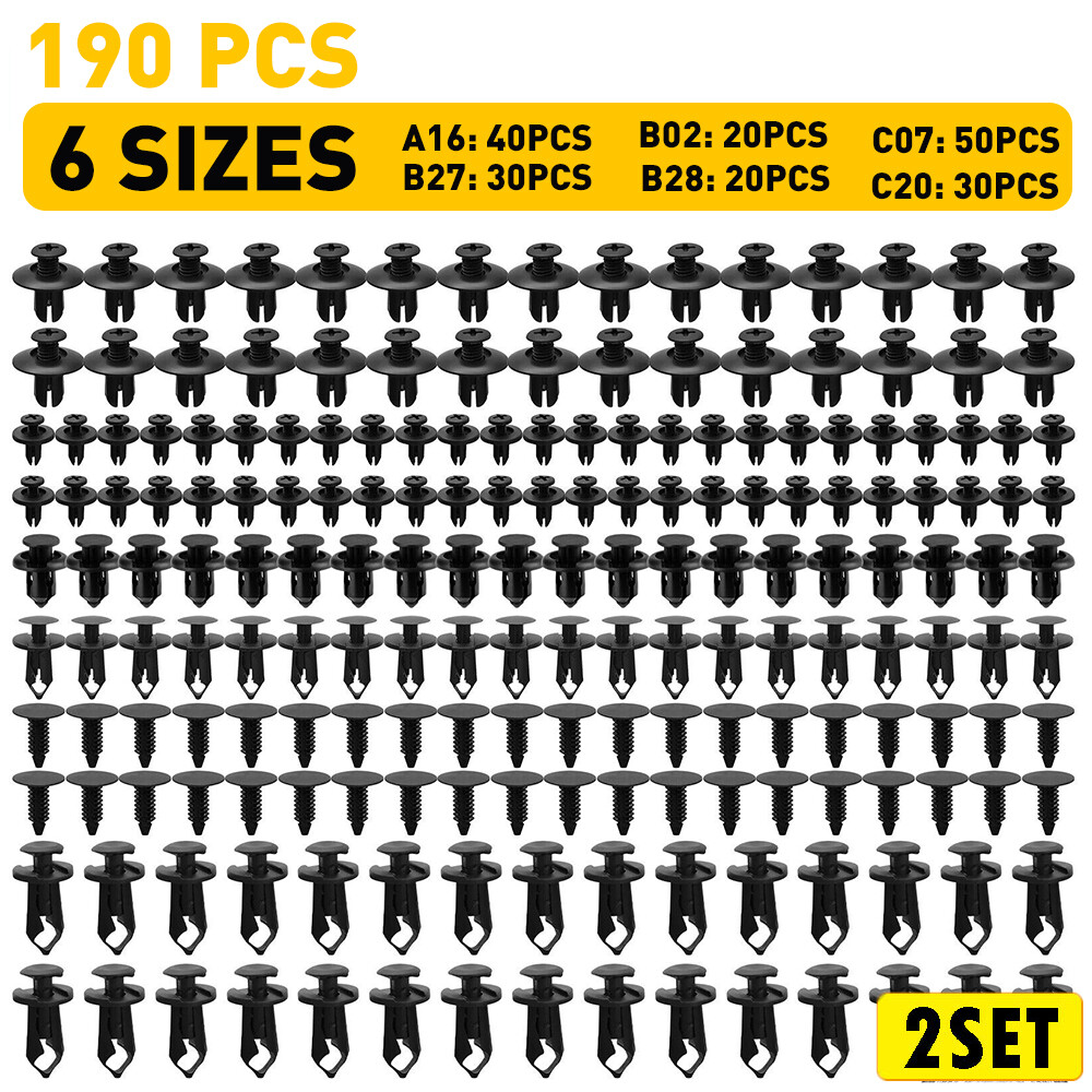 380-Piece Universal Car Plastic Rivets for Auto Fender Bumper Push Pin Clips