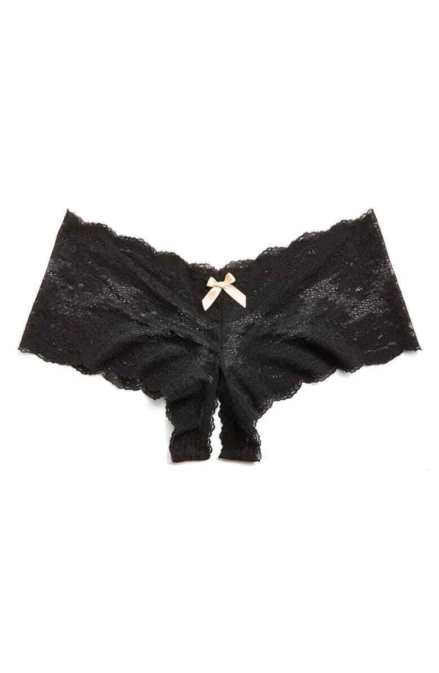 Calzoncillo Hanky Panky Luxe de encaje sin entrepierna negro para mujer talla L L65538 Foto 4 de 4