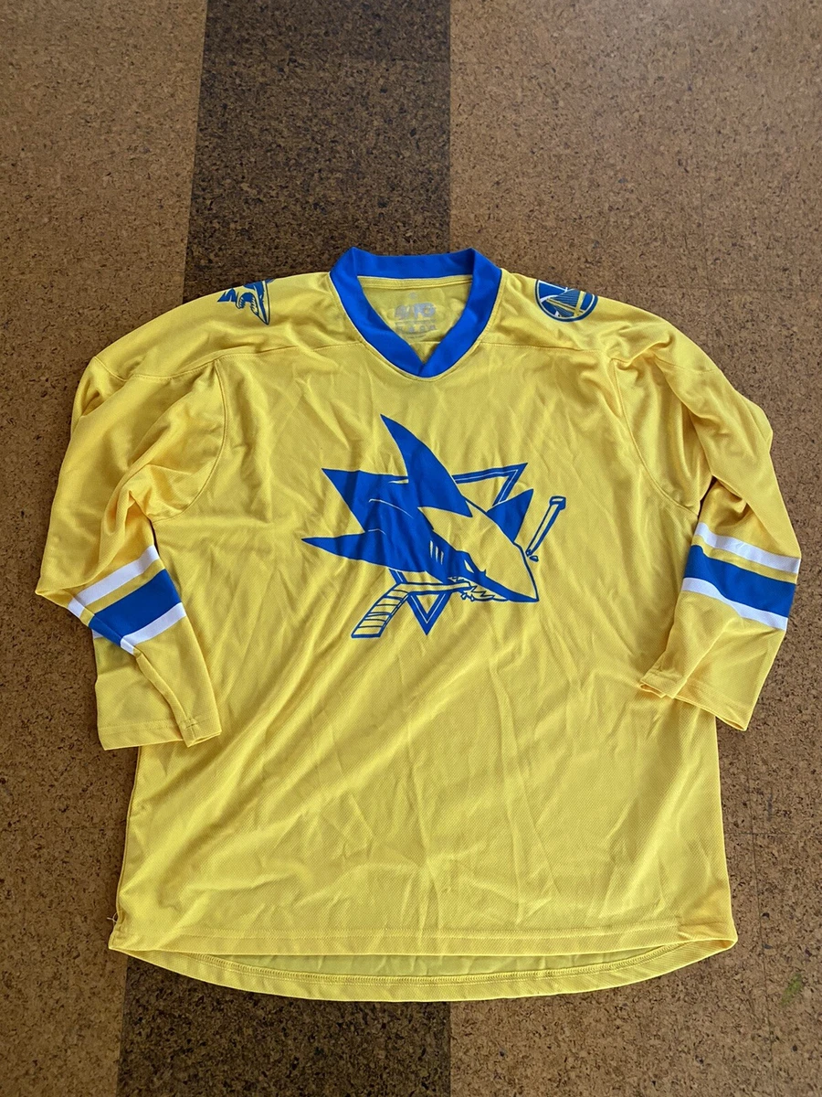 San Jose Sharks Golden State Warriors Hockey Jersey Xl Yellow Blue Zoom SGA