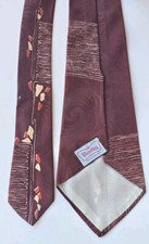 Vintage WEMBLEY Tie Vtg 30s 40s Neck Tie WW2 Maroon Art Deco Novelty Rockabilly