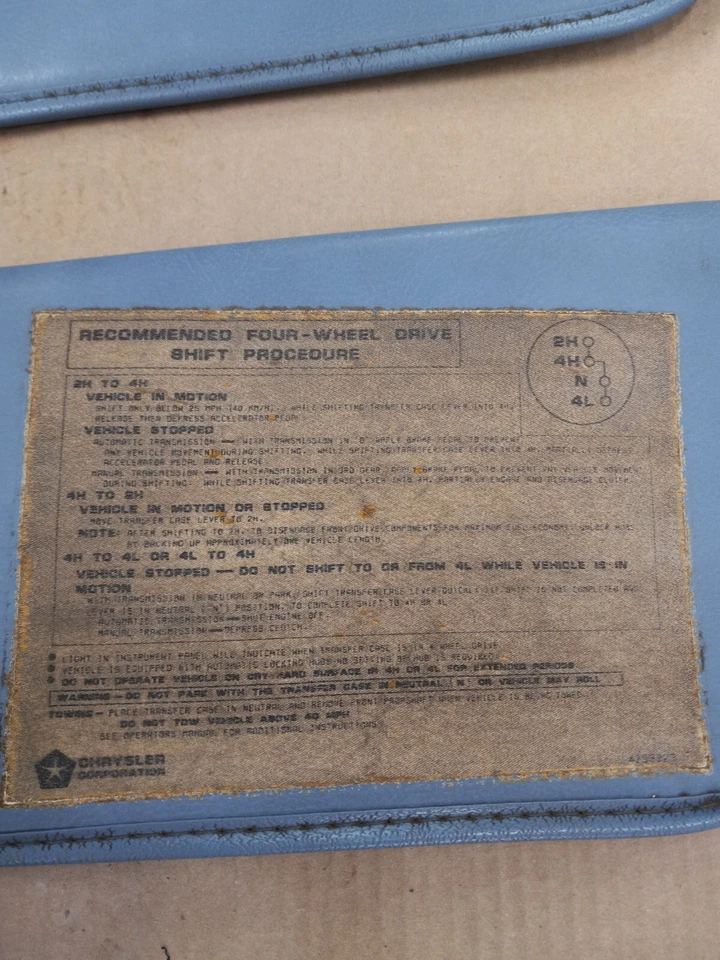💥 CARGADOR DODGE RAM/RAM 1980-93 TRACCIÓN EN LAS 4 RUEDAS AZUL OEM PARASOLES DIESTRO Y DERECHO BONITO Foto 4 de 4