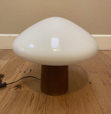 Vintage Mid Century Modern Teak Wood Frosted Glass Shade Laurel