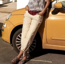 Anthropologie Ripley Cargo Lightweight Utility Pants Sz 28 Neutral Cream Tan