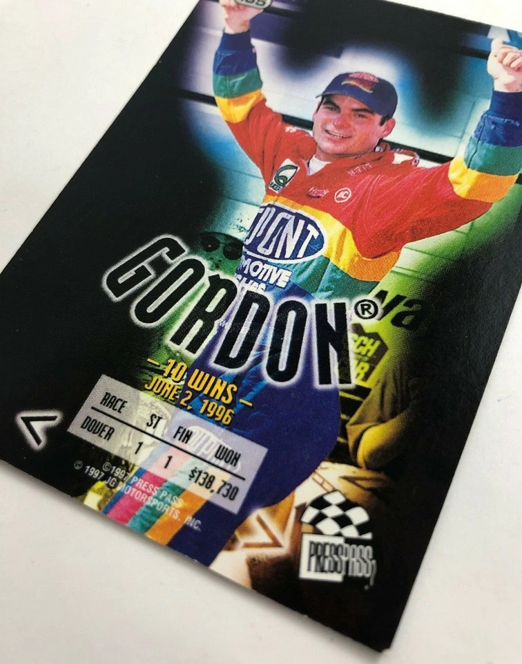 1997 Press Pass Jeff Gordon Trading Card NASCAR 10 Wins Card #135 - Image 3 of 3