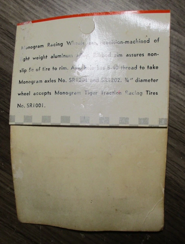 VTG 1964 1/24TH SLOT CAR MONOGRAM TIGER RACING WHEELS SR1101 3/4" DIA METAL - Image 2 of 2