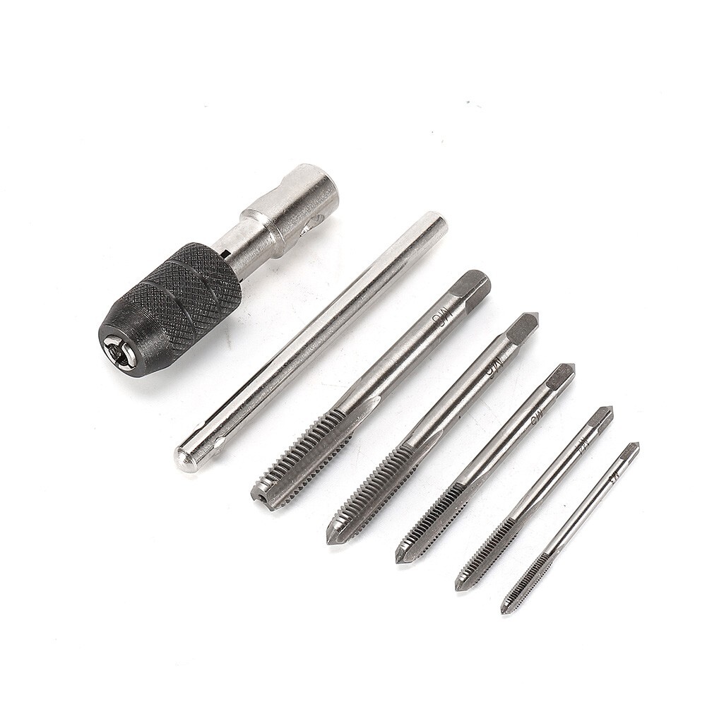 6pcs M3M8 Tap Drill Set T Handle Ratchet Tap Wrench Machinist Tool