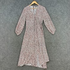 Sussan Womens Dress Size 10 Wrap Animal Print Midi Long Sleeve V-Neck 37019