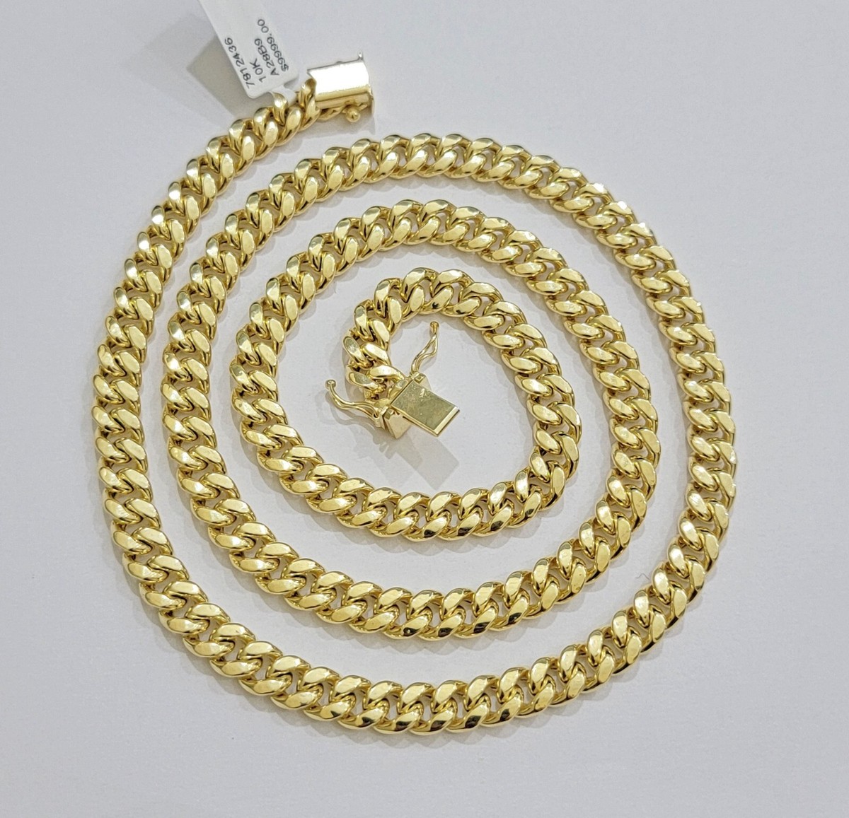 Real 10k Gold Chain 7mm 24 Inch Miami Cuban Link Box Clasp Mens 