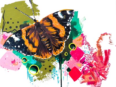 Schmetterling Abstrakt Original Gemälde Leinwand Hell Öl/Acryl Bunt FineArt