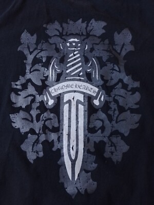 Authentic Chrome Hearts, Black X Grey Sz M T Shirt, With Front Pocket.