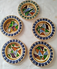 Vtg 5-Piece Mid-Century Modern Mosaic Tile Coasters Lobeco Hand Crafted Japan