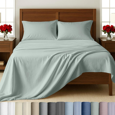 - Twin Cotton Sheets Set, Soft 100% Cotton Sheets Deep Pockets, 500 Thread Count
