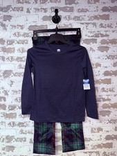 NWT Fruit of the Loom 2 Piece Outfit Set - Long Sleeve Tee - Plaid Pants - sz L