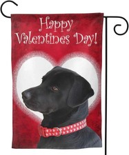 Happy Valentines Day Cute Black Labrador Dog Gift Lab Seasonal, 12 X 18 Inch