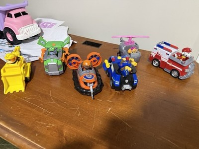 Paw patrol 6 Vehicles including Rare EMT Marshall  and 3 Pop accessory vehicles 