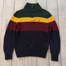 Polo Ralph Lauren Boys Quarter Zip Vintage Pullover Sweater Small 8 Colorblock