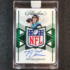 2025 Flawless Football TREVOR LAWRENCE Star Swatch Patch Logo Auto Emerald 1/5