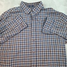 Pendleton Landry Flannel Shirt Mens L Blue Brown Plaid Cotton Wool Blend RA350