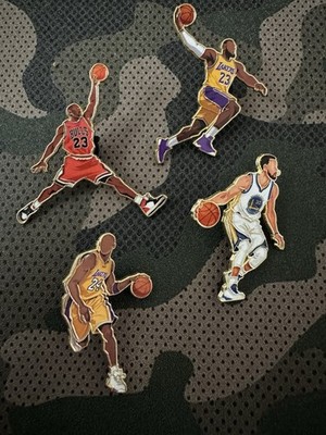 Set Of 4 PCS NBA GOATS Legends Hat Lapel Pins New Jordan Kobe LeBron Curry