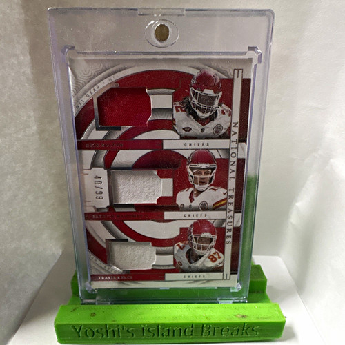 Panini 2023 National Treasures NFL Gear Trio Mahomes II Kelce Bolton #GTM-KC /99