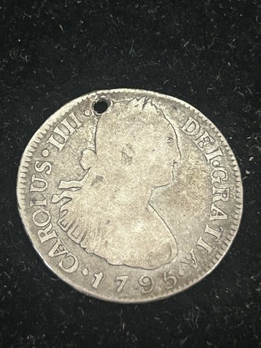 SASA 1795 Silver Nuevo Guatemala 2 Reales Holed