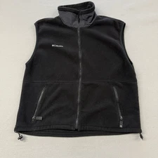 Columbia Vest Mens Large Black Fleece Full Zip Pockets Outdoor Made In USA