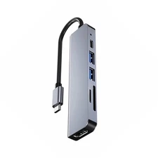 6-In-1 USB-C Hub Type C To 4K HDMI USB3.0 DP Adapter Docking Station Converter D