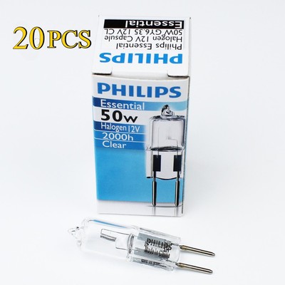 20 PCS Philips JC GY6.35 12V50W clear light essential 2000hours life lamp bulb