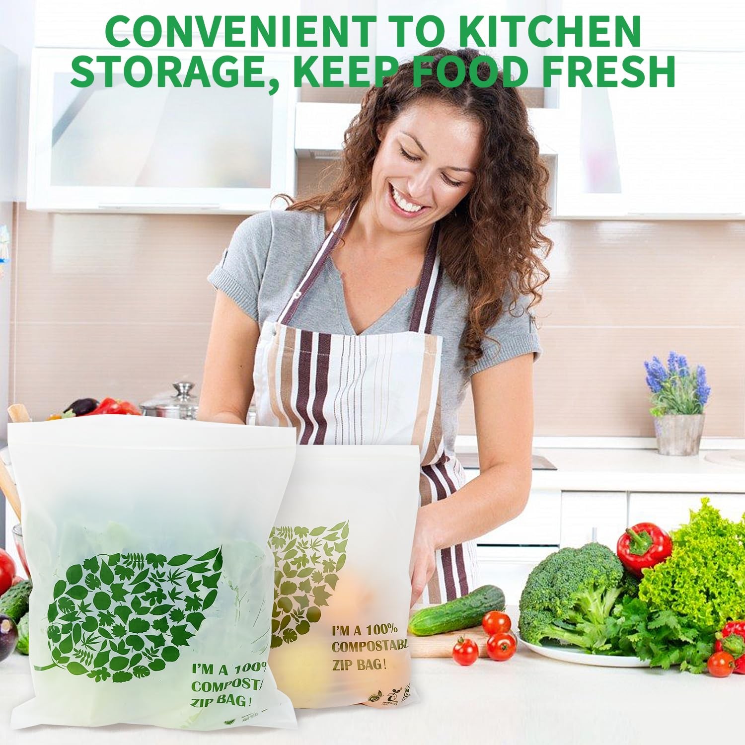 WRAPOK 100% Compostable Gallon Freezer Bags Biodegradable Food Storage Bag fo...