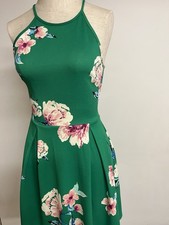 Abito Soprano verde brillante floreale con spalline piccolo nuovo con etichetta splendido abito da ballo