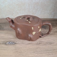 Vtg Chinese Yixing Zisha Purple Clay Teapot - Tree Trunk Plum Blossom - Signed