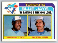 1982 Topps - Blue Jays Leaders Dave Stieb, John Mayberry #606 - *EX-NM*